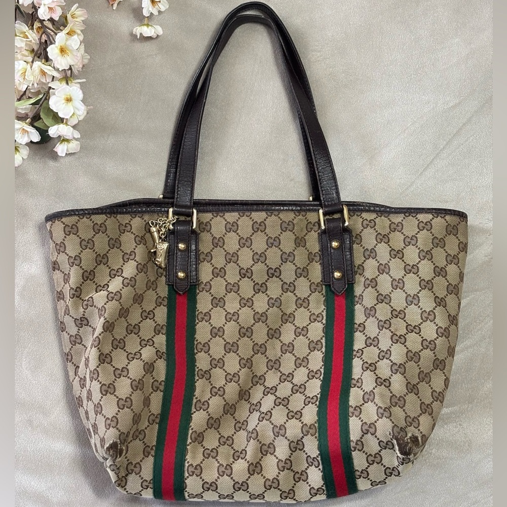 gucci sherry line canvas monogram tote bag